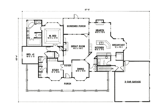 Floor Plan - Main Floor for Traditional House Plan #67-788 - 3 bed, 2 bath