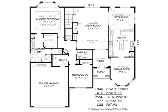 Floor Plan - Main Floor for European House Plan #424-174 - 3 bed, 2 bath