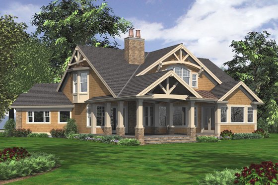 Exterior - Rear Elevation for Craftsman House Plan #132-211 - 4 bed, 4 bath