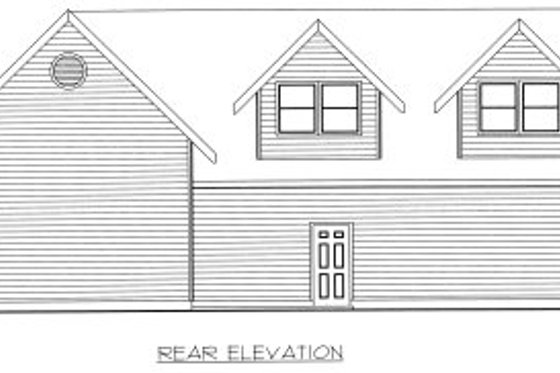 Exterior - Rear Elevation for Traditional House Plan #117-377, 1 bath