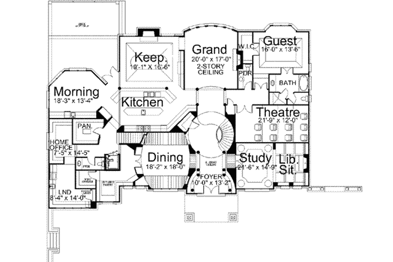 Home Plan - Floor Plan - Main Floor for European House Plan #119-235 - 5 bed, 6 bath