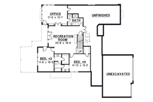 Floor Plan - Lower Floor for Traditional House Plan #67-376 - 5 bed, 4 bath