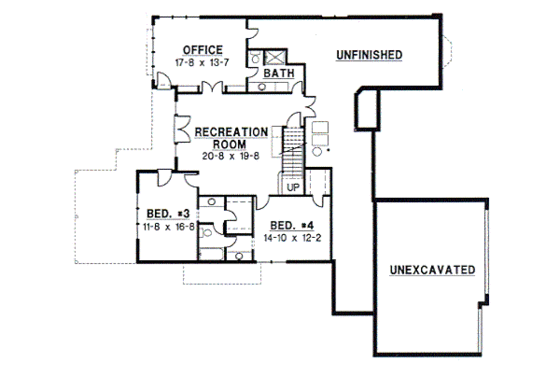 Floor Plan - Lower Floor for Traditional House Plan #67-376 - 5 bed, 4 bath