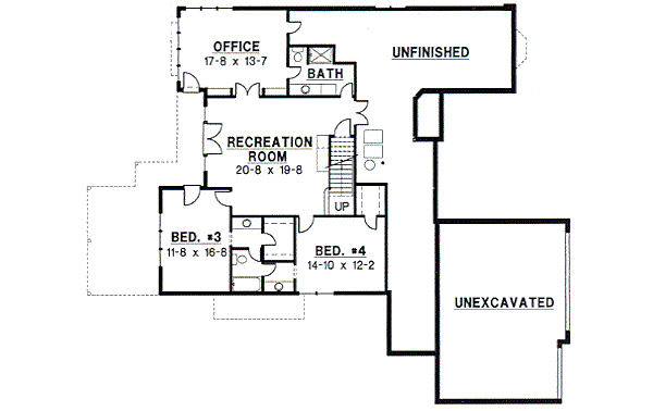 Traditional Floor Plan - Lower Floor Plan #67-376