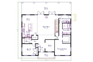 Floor Plan - Main Floor for Barndominium House Plan #1115-1 - 4 bed, 3 bath