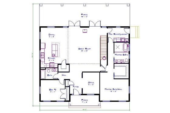 Floor Plan - Main Floor for Barndominium House Plan #1115-1 - 4 bed, 3 bath