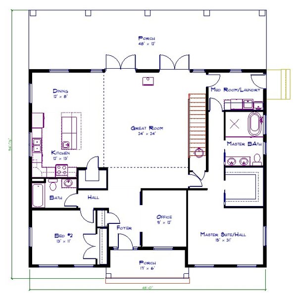 Barndominium Floor Plan - Main Floor Plan #1115-1