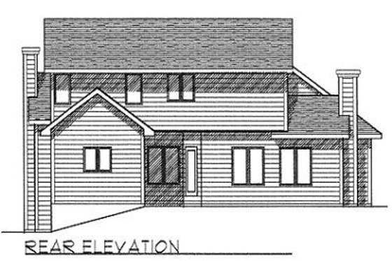 Exterior - Rear Elevation for Traditional House Plan #70-391 - 3 bed, 2.5 bath