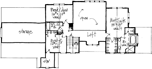 European Floor Plan - Upper Floor Plan #308-174