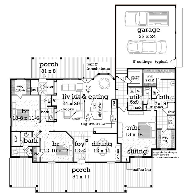 House Blueprint - Farmhouse Floor Plan - Main Floor Plan #45-638