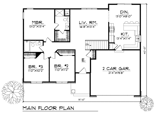 Home Plan - Traditional Floor Plan - Main Floor Plan #70-110