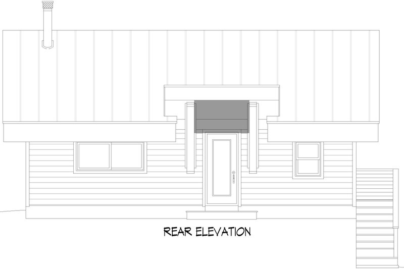 House Blueprint - Exterior - Rear Elevation for Country House Plan #932-1123 - 1 bed, 2 bath