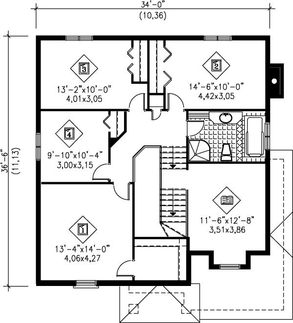 House Design - Traditional Floor Plan - Upper Floor Plan #25-2044