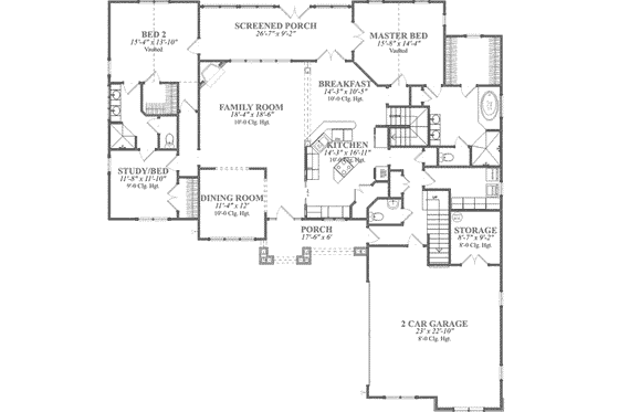 Floor Plan - Main Floor for European House Plan #63-126 - 5 bed, 3.5 bath