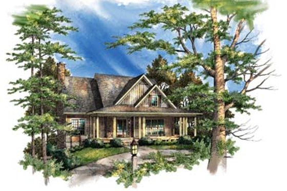 Exterior - Front Elevation for Country House Plan #71-110 - 2 bed, 2 bath