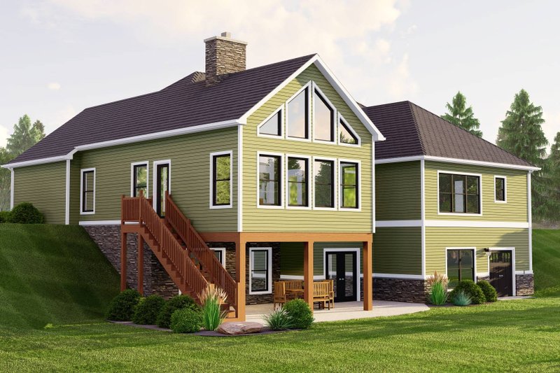 Architectural House Design - Exterior - Rear Elevation 1 for Ranch House Plan #1064-251 - 2 bed, 2.5 bath