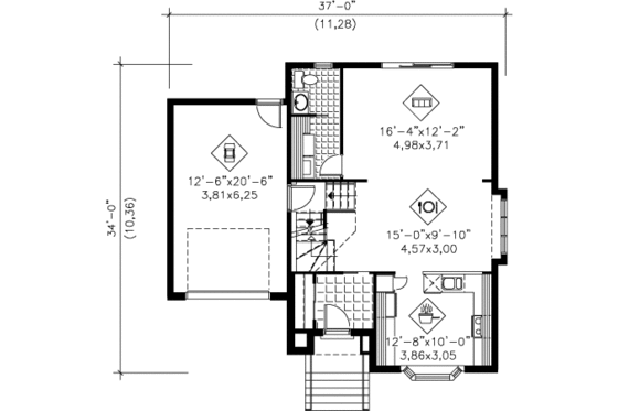 Floor Plan - Main Floor for European House Plan #25-4178 - 3 bed, 1.5 bath