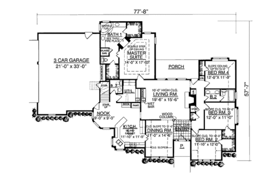 Floor Plan - Main Floor for Traditional House Plan #40-324 - 4 bed, 2.5 bath