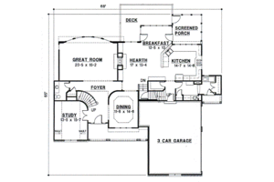 Floor Plan - Main Floor for Traditional House Plan #67-616 - 5 bed, 3.5 bath