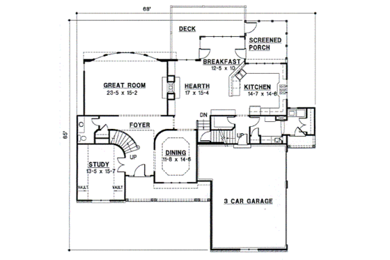 Floor Plan - Main Floor for Traditional House Plan #67-616 - 5 bed, 3.5 bath