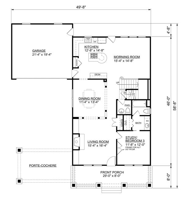 Bungalow Floor Plan - Main Floor Plan #30-339