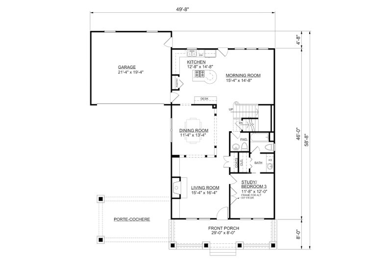Dream House Plan - Floor Plan - Main Floor for Bungalow House Plan #30-339 - 3 bed, 3.5 bath