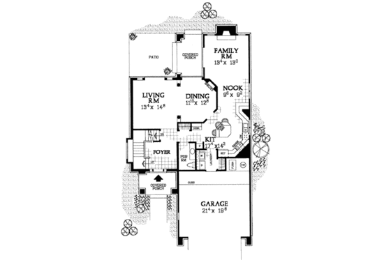 Floor Plan - Main Floor for Traditional House Plan #72-343 - 4 bed, 3 bath