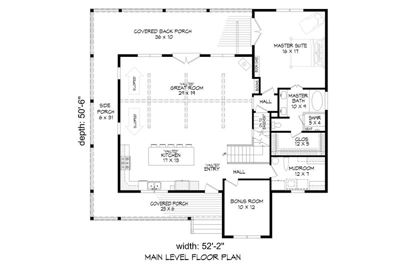 House Blueprint - Floor Plan - Main Floor for Traditional House Plan #932-485 - 3 bed, 2 bath