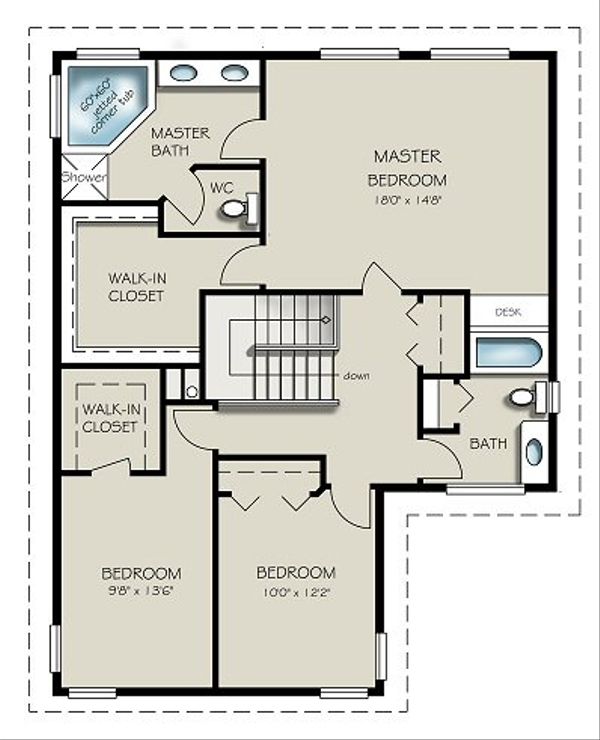 House Blueprint - Traditional Floor Plan - Upper Floor Plan #427-7
