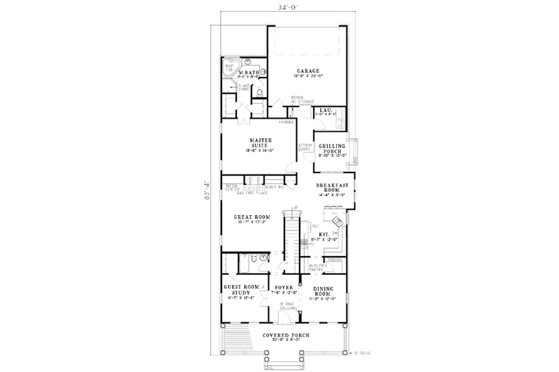 Home Plan - Floor Plan - Main Floor for Country House Plan #17-281 - 4 bed, 3 bath