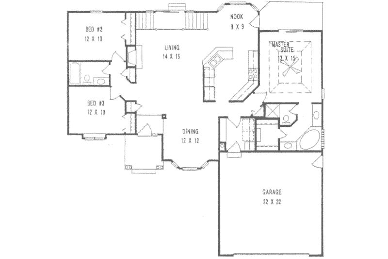 House Plan Design - Floor Plan - Main Floor for Traditional House Plan #58-147 - 3 bed, 2 bath