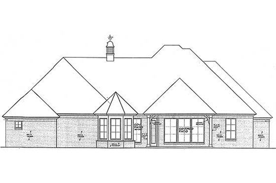 Exterior - Rear Elevation for European House Plan #310-694 - 3 bed, 2.5 bath