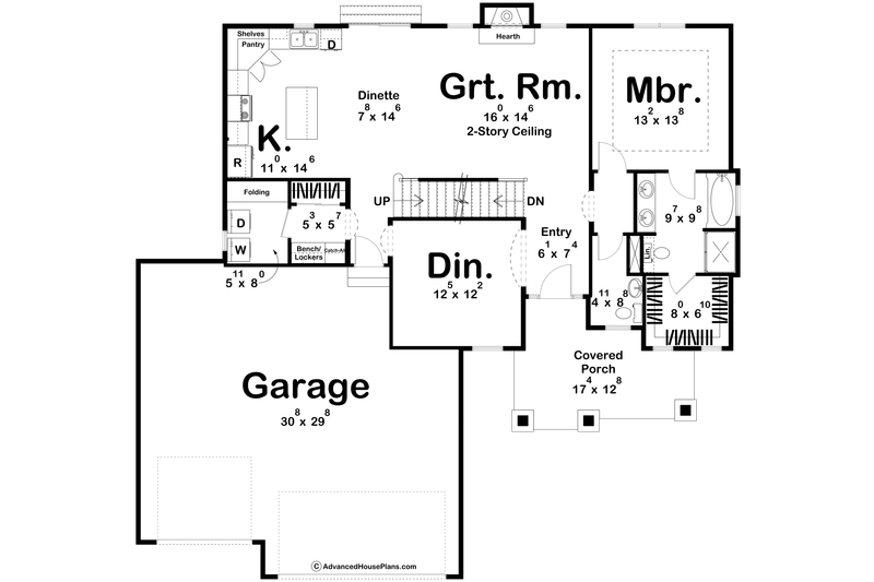 Home Plan - Floor Plan - Main Floor for Craftsman House Plan #455-231 - 3 bed, 3 bath