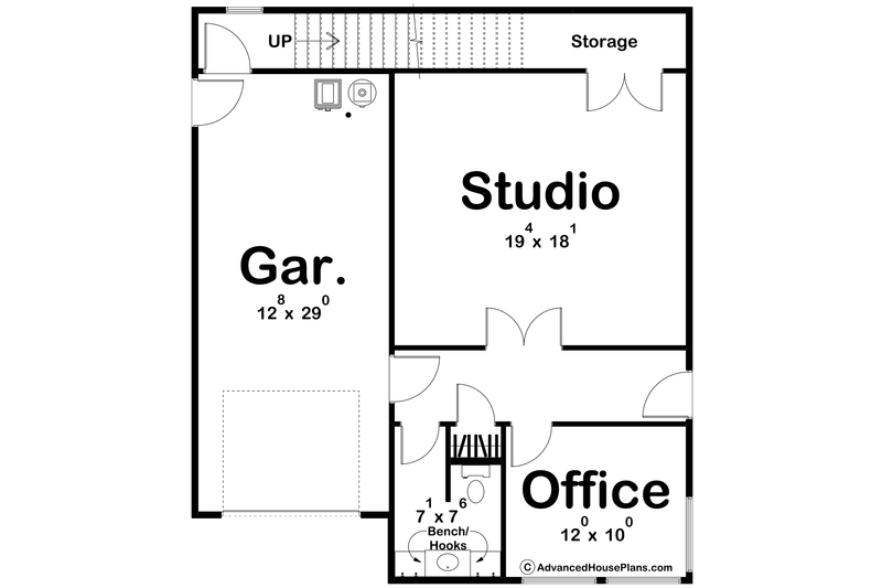 House Blueprint - Floor Plan - Main Floor for Modern House Plan #455-336 - 1 bed, 1.5 bath