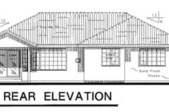 Exterior - Rear Elevation for Traditional House Plan #18-199 - 3 bed, 2 bath
