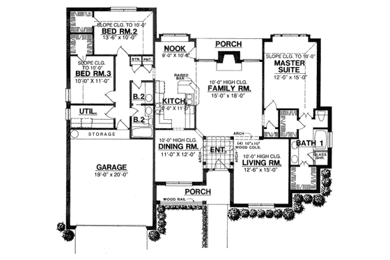 Floor Plan - Main Floor for Southern House Plan #40-248 - 3 bed, 2 bath