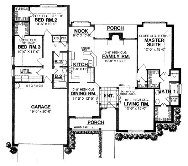 House Plan Design - Southern Floor Plan - Main Floor Plan #40-248