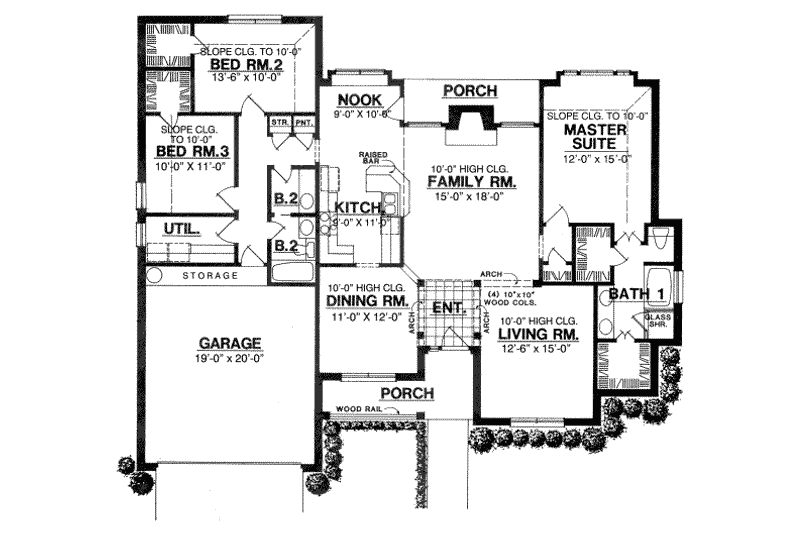 Home Plan - Floor Plan - Main Floor for Southern House Plan #40-248 - 3 bed, 2 bath