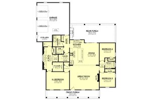 Floor Plan - Main Floor for Farmhouse House Plan #430-414 - 3 bed, 2.5 bath