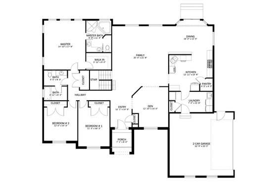 Floor Plan - Main Floor for Ranch House Plan #1060-185 - 3 bed, 2 bath