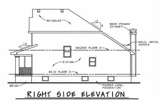 Exterior - Rear Elevation for Craftsman House Plan #20-1220 - 3 bed, 2.5 bath
