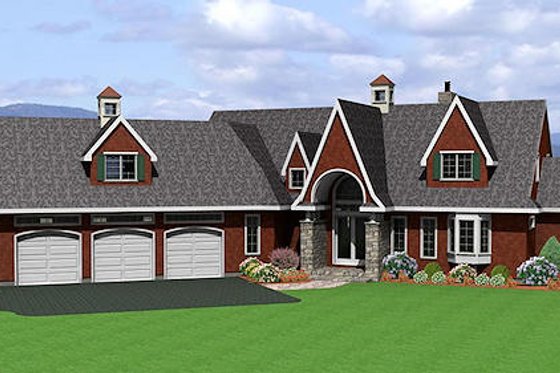 Exterior - Front Elevation for European House Plan #75-112 - 3 bed, 4.5 bath