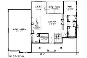 Floor Plan - Main Floor for Craftsman House Plan #70-1470 - 4 bed, 3.5 bath