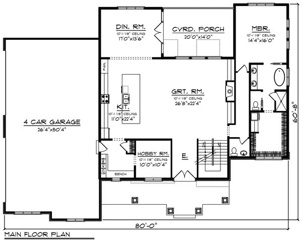 Home Plan - Craftsman Floor Plan - Main Floor Plan #70-1470