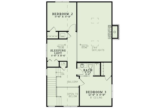 Floor Plan - Upper Floor for Craftsman House Plan #17-3336 - 3 bed, 2 bath