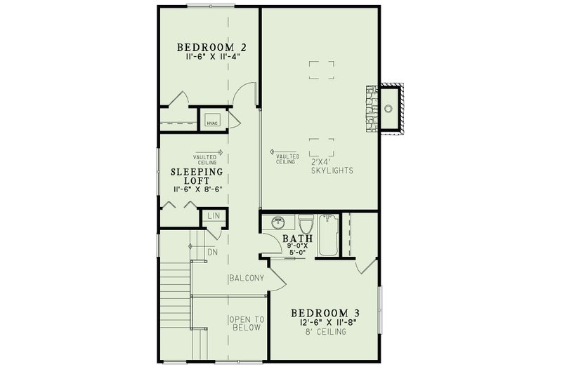 Dream House Plan - Floor Plan - Upper Floor for Craftsman House Plan #17-3336 - 3 bed, 2 bath