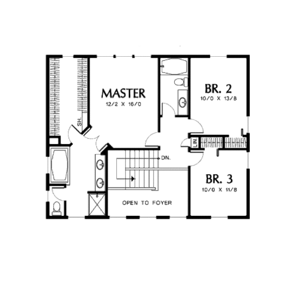 Colonial Floor Plan - Upper Floor Plan #48-435