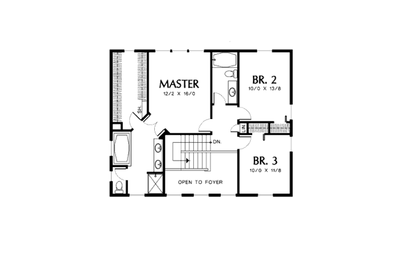 Home Plan - Floor Plan - Upper Floor for Colonial House Plan #48-435 - 3 bed, 2.5 bath