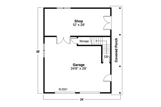Floor Plan - Main Floor for Craftsman House Plan #124-1235, 0 bath