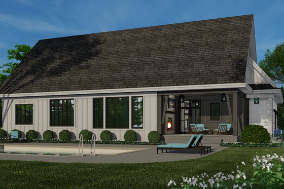 Exterior - Rear Elevation for Farmhouse House Plan #51-1157 - 3 bed, 2.5 bath